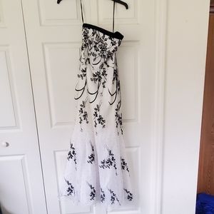 Long black and white gown